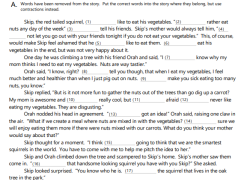 Skip's Vegetable Solution--Cloze Reading with Contractions