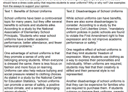 Two Passage Opinion Writing Prompt School Uniforms or Student Dress Choice